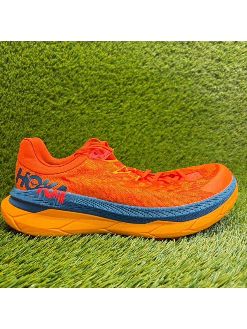 Hoka One One Tecton X Mens Size 9.5 Orange Athletic Trail Running Shoes Sneakers